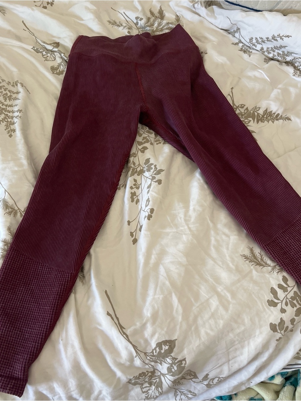 Aerie Burgundy Ribbed Seamless Leggings